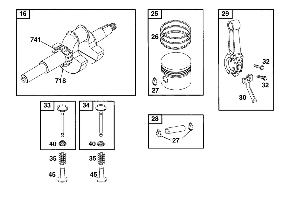 Crankshaft, Piston Grp Diagram and Parts List for 83412-0105-04  Briggs and Stratton Engine